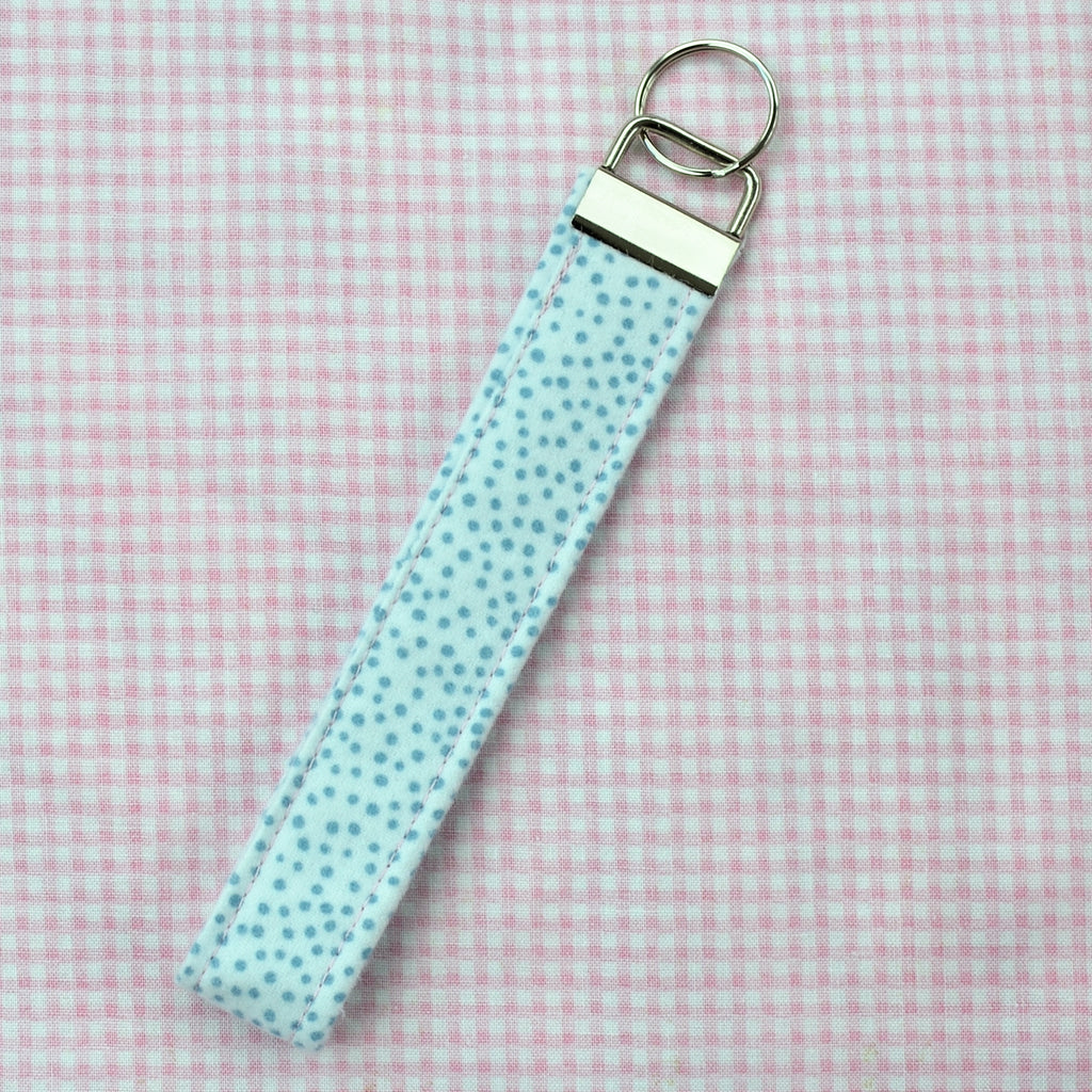 Blue Polka Dot Handmade Wristlet