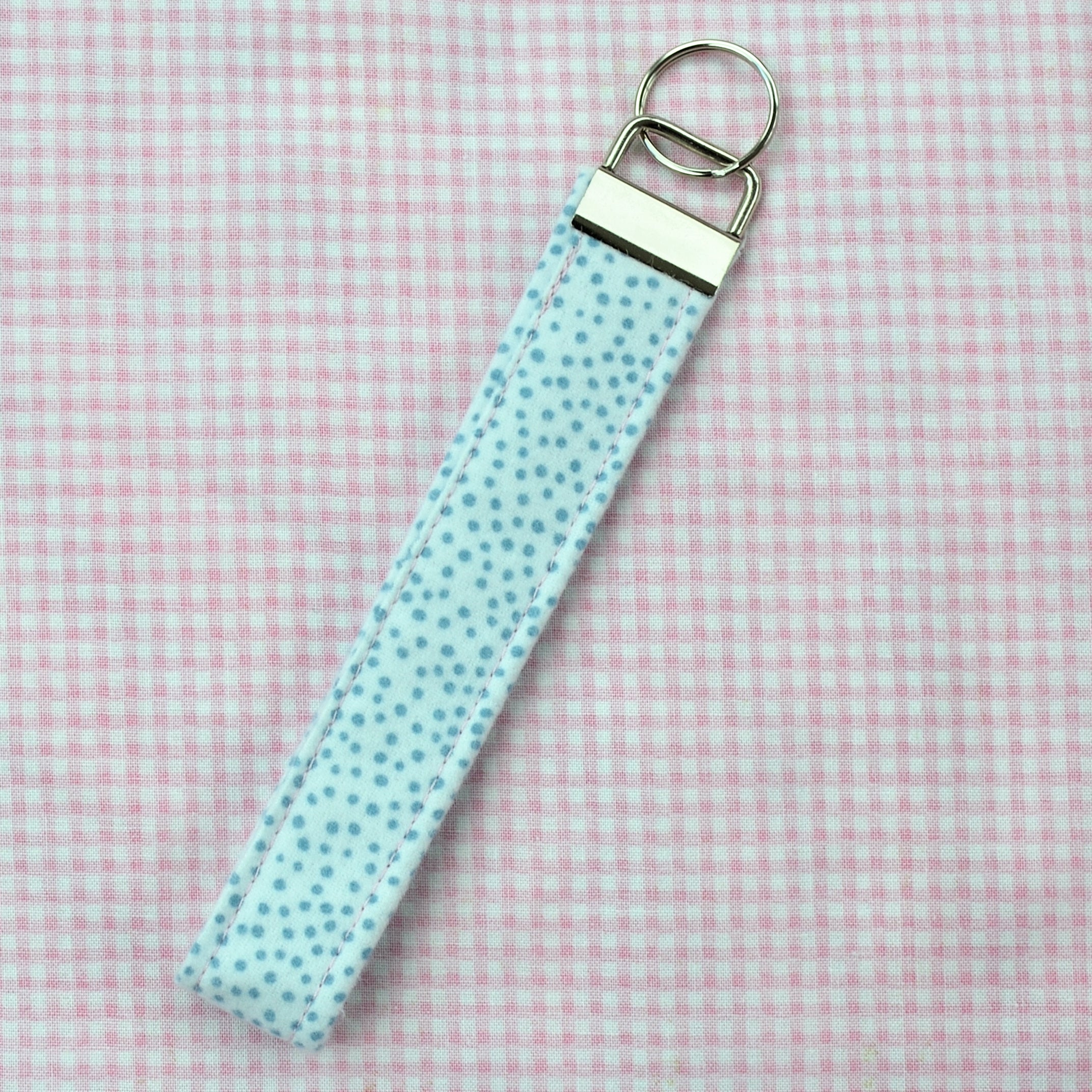 Blue Polka Dot Handmade Wristlet