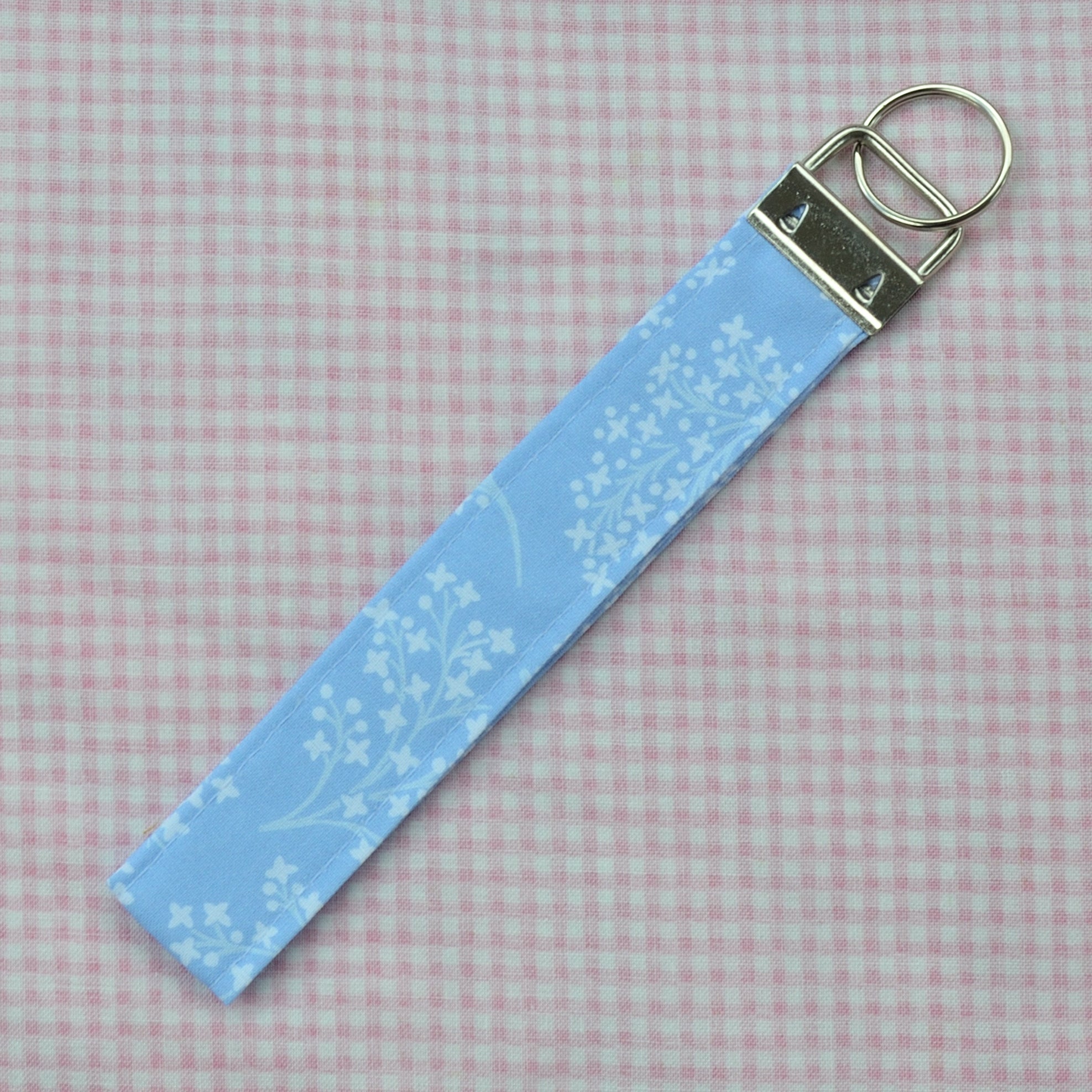 Blue Floral Handmade Wristlet