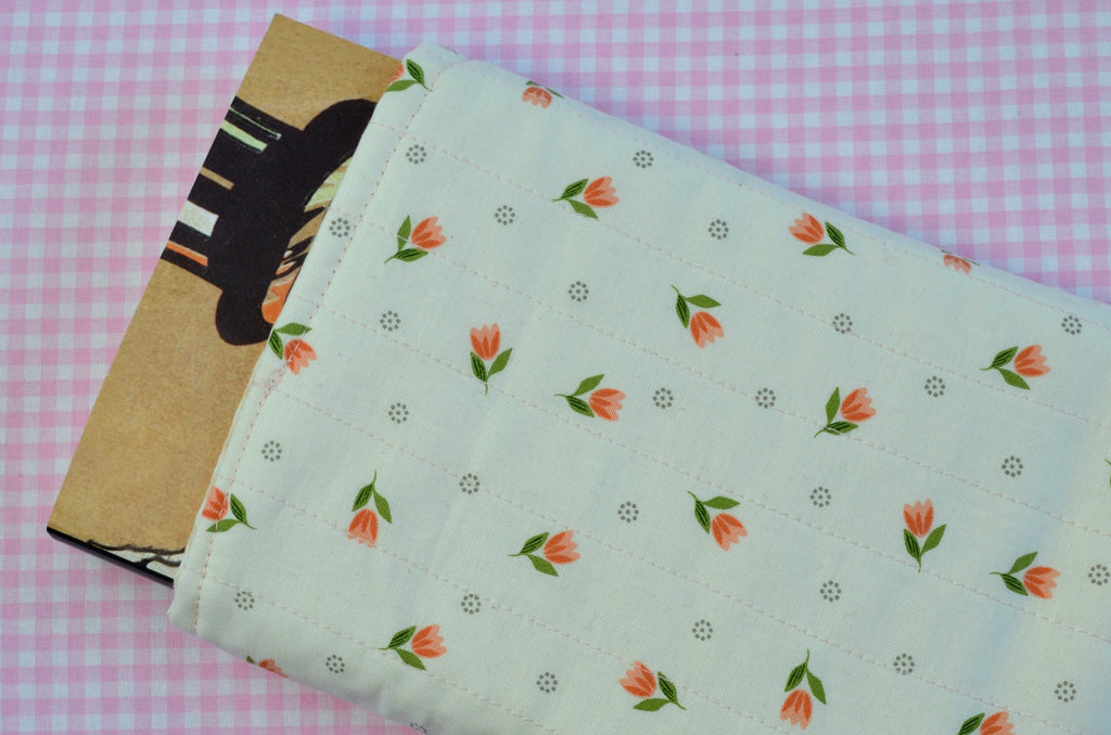 Tulip Fabric Book/E-book Sleeve with Yellow Gingham
