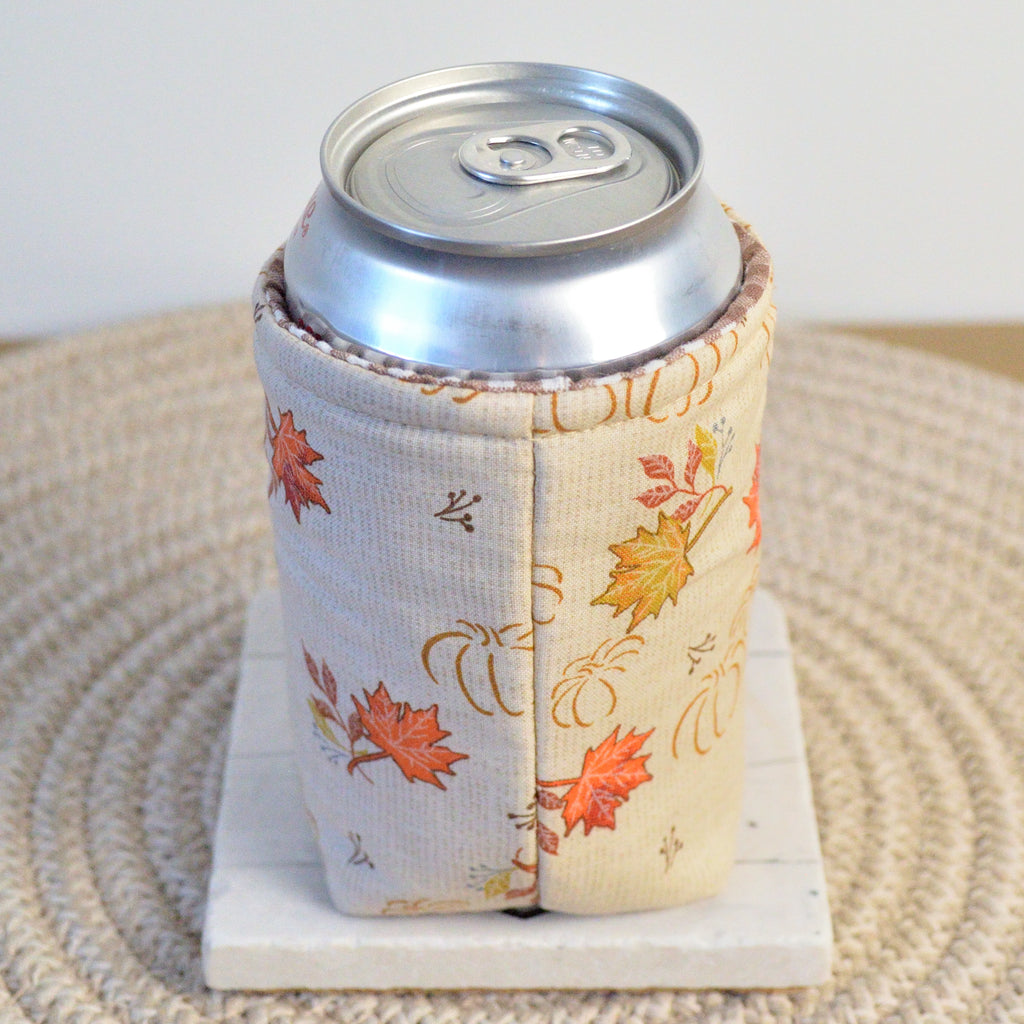 fallen leaves can koozie