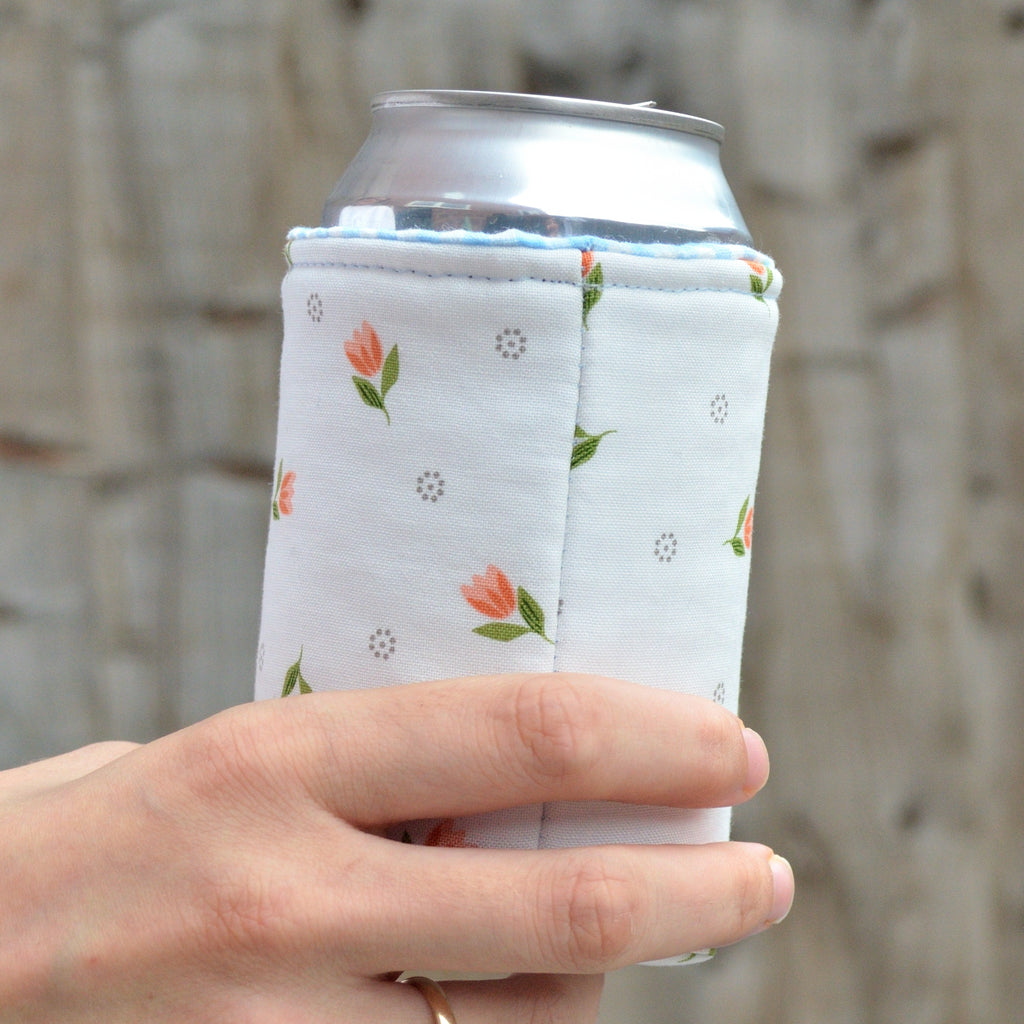 tulip field can koozie