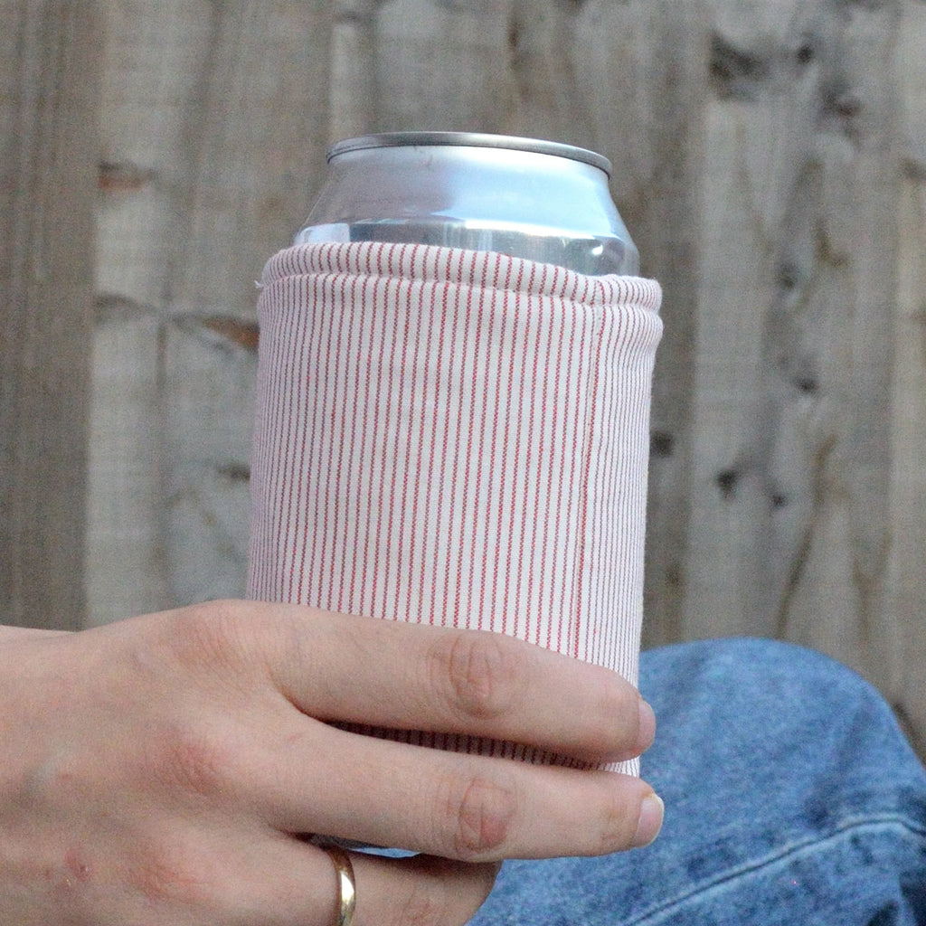 strawberry stripe can koozie