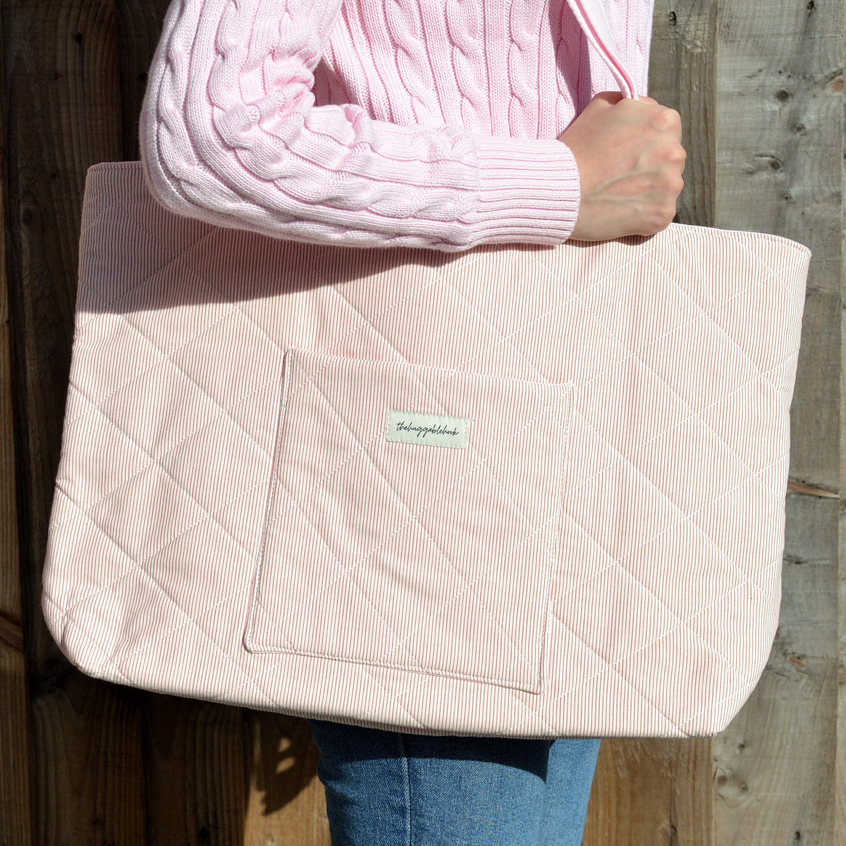 strawberry stripe tote bag