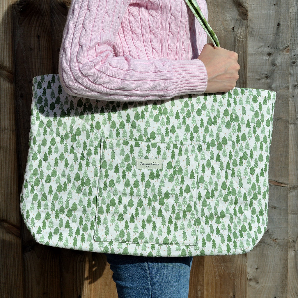 fir tree farm tote bag