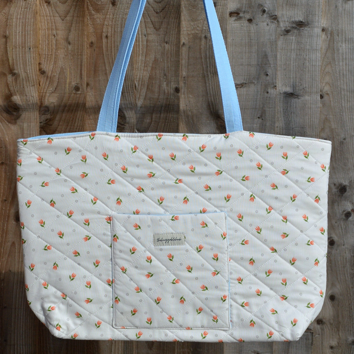 tulip field tote bag