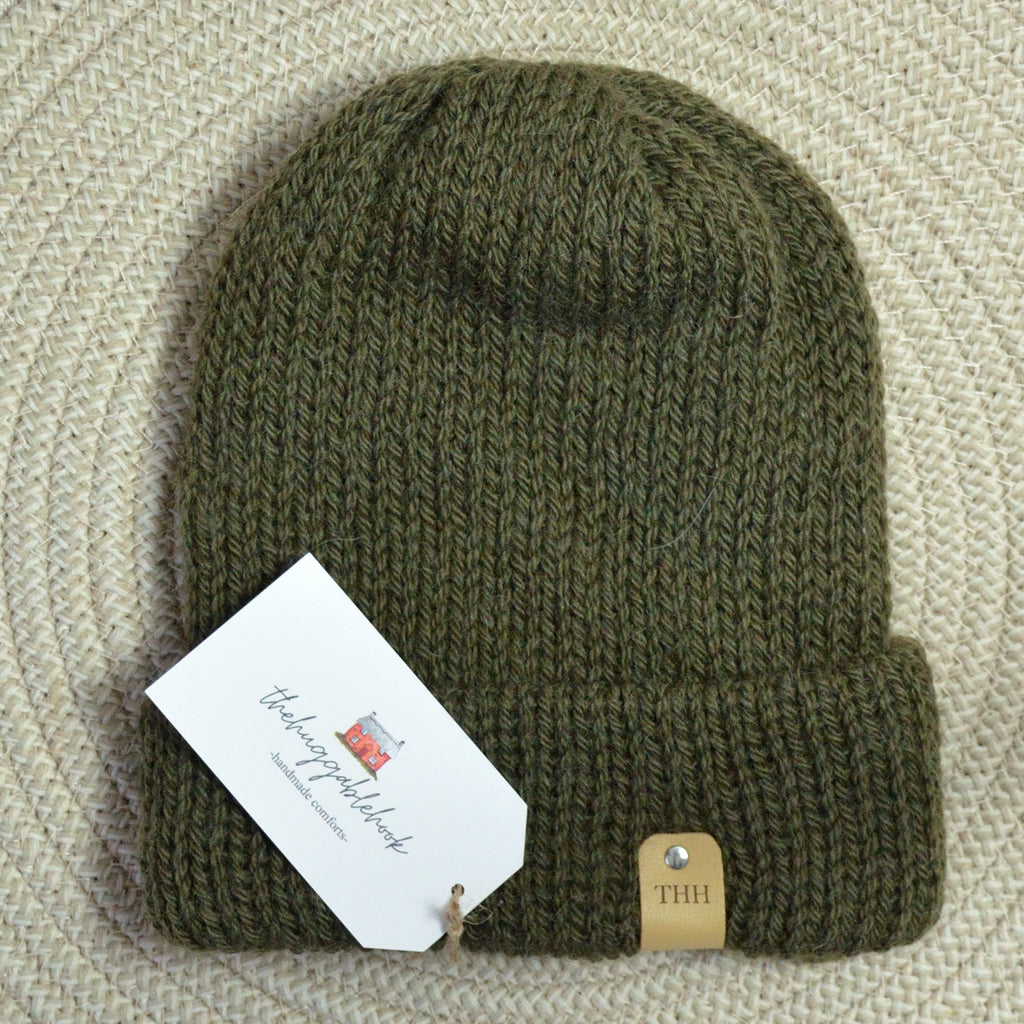 premium blend handmade beanie - forest