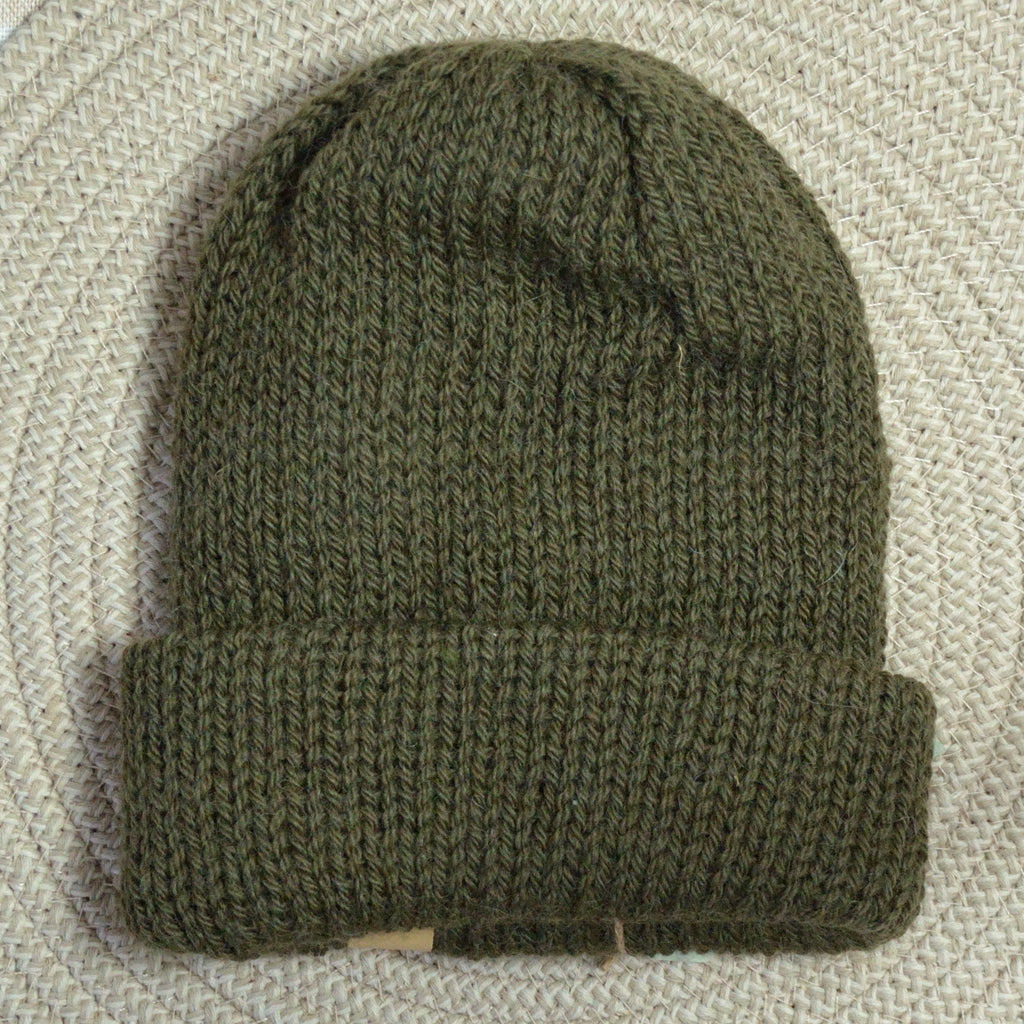 premium blend handmade beanie - forest