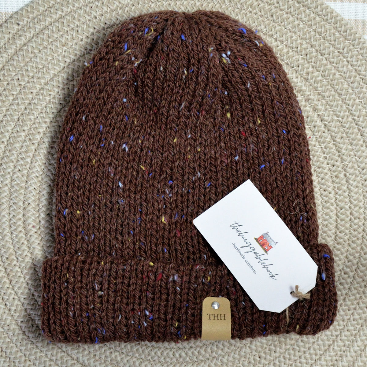 speckled wool beanie - chocolate