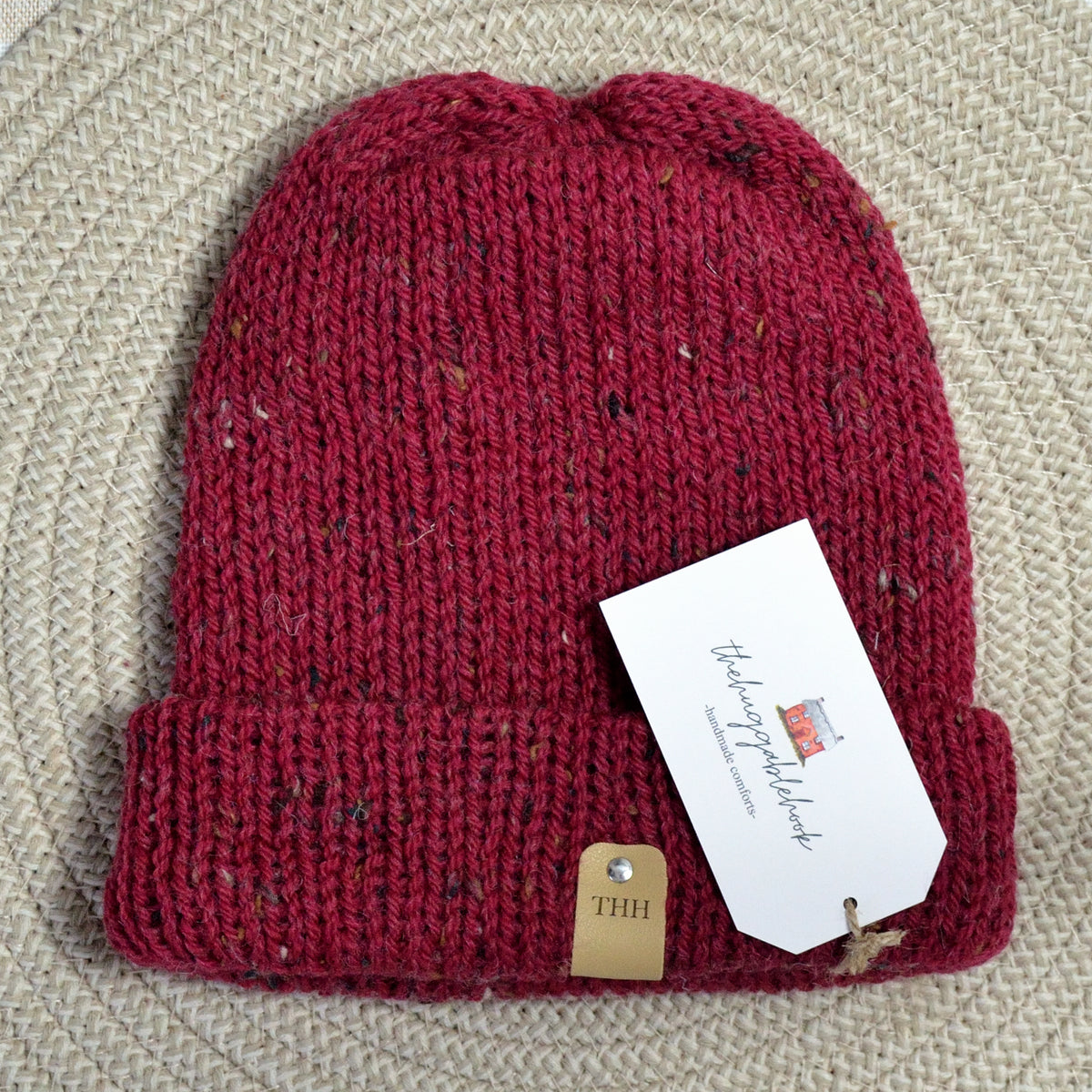speckled wool beanie - poppy