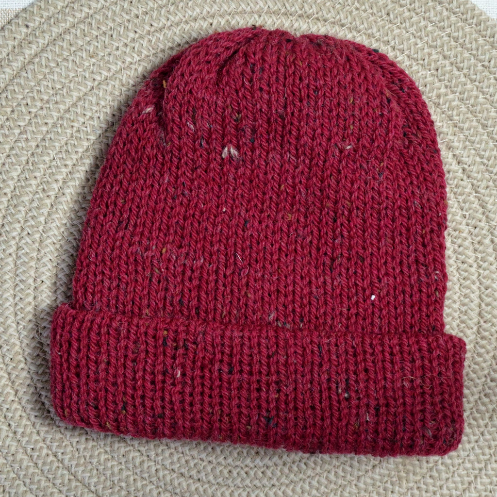 speckled wool beanie - poppy