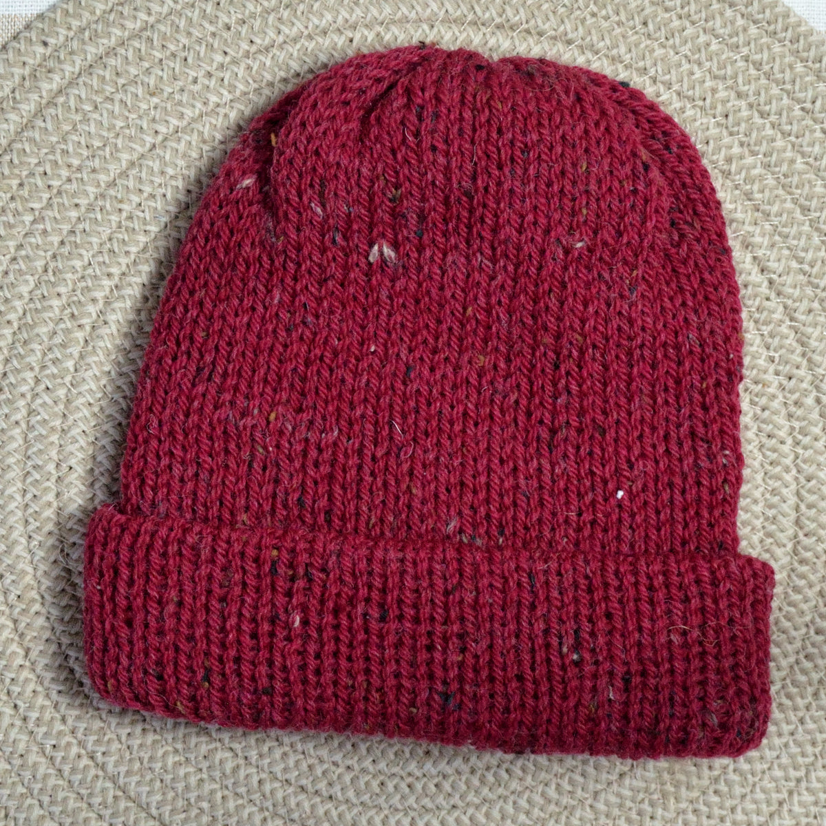 speckled wool beanie - poppy